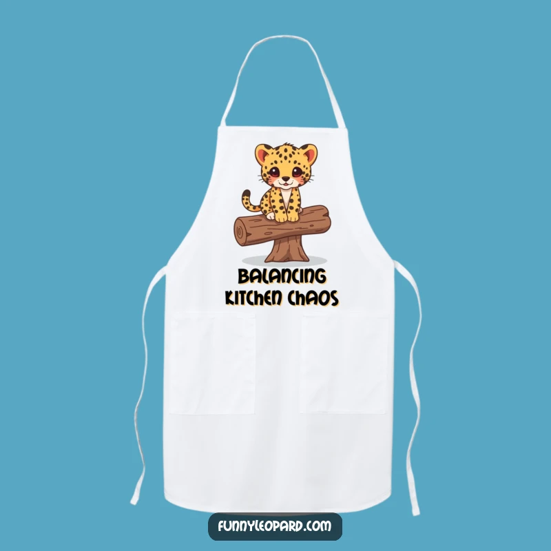 Funny Leopard Cub Balancing Log Apron: Kitchen Agility Gift