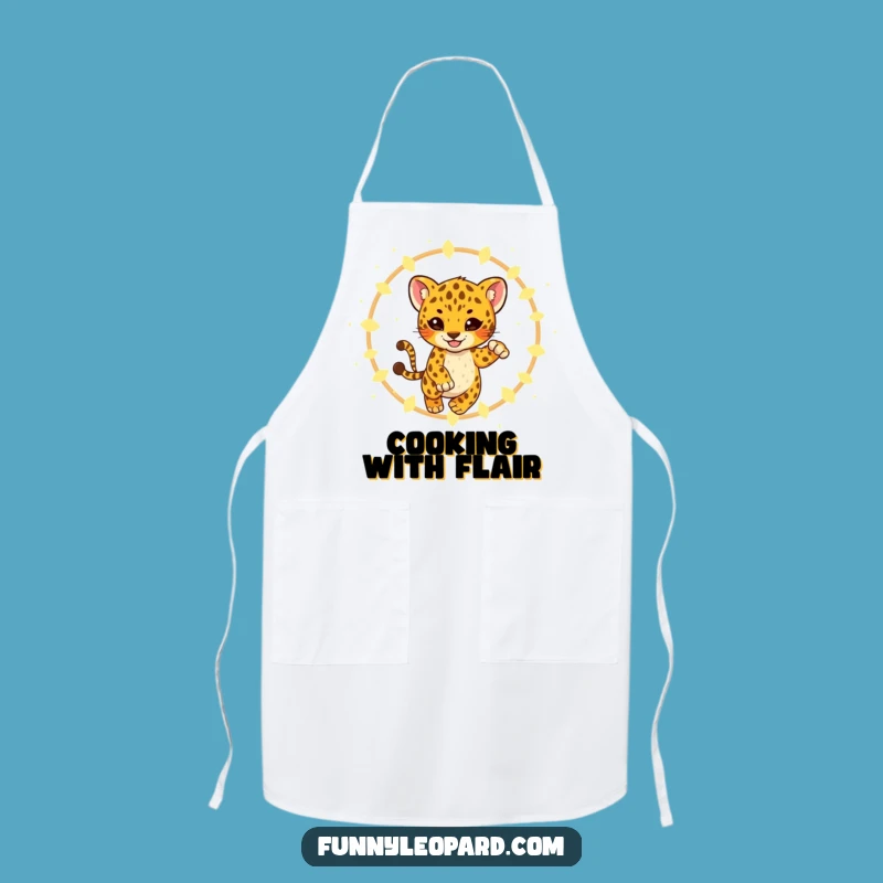 Funny Leopard Cub Fireflies Apron - Playful Kitchen Magic & Gift!