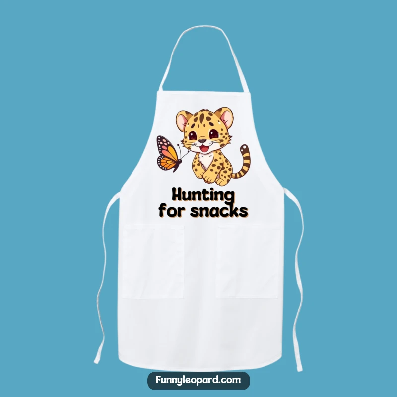 Funny Leopard Cub Pouncing Butterfly Apron: Cook with Giggles!