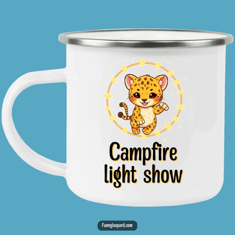 Funny Leopard Cub Fireflies Camping Mug - Magical Adventures & Gift!