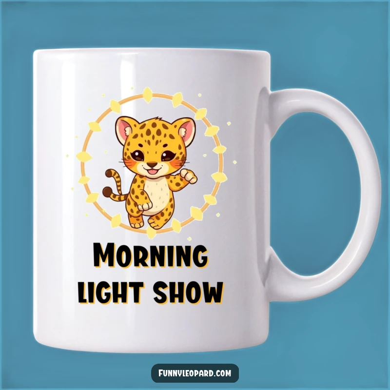 Funny Leopard Cub Fireflies Mug - Playful Magic & Gift!