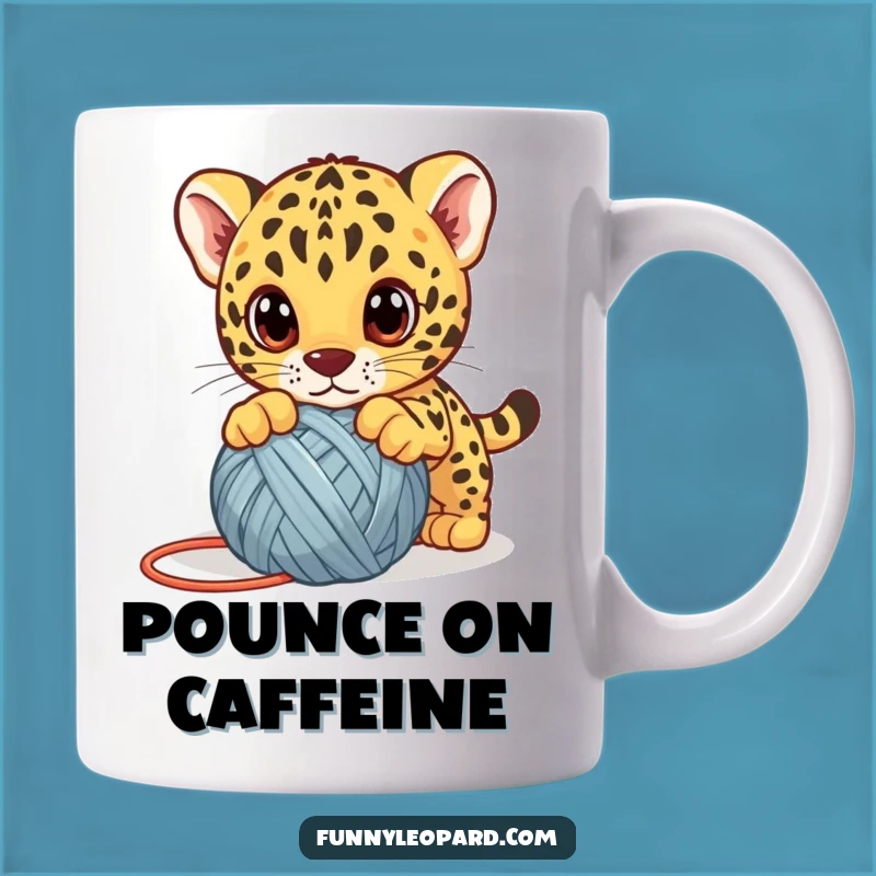 Funny Leopard Cub Yarn Mug - Playful Kitten Gift for Animal Lovers