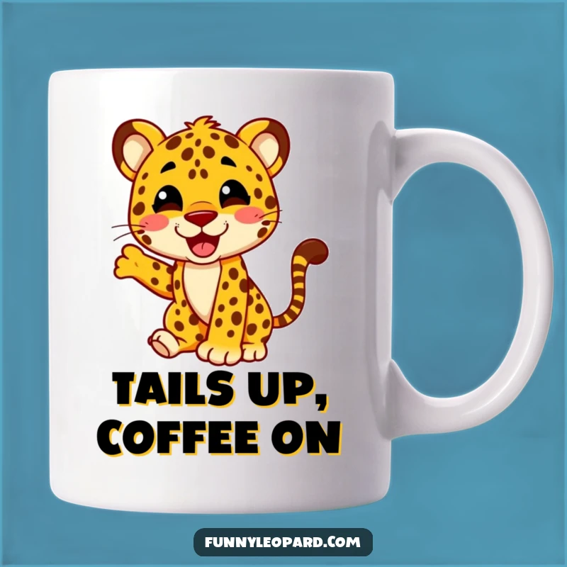 Funny Happy Leopard Tail Wag Mug: Joyful Animal Gift