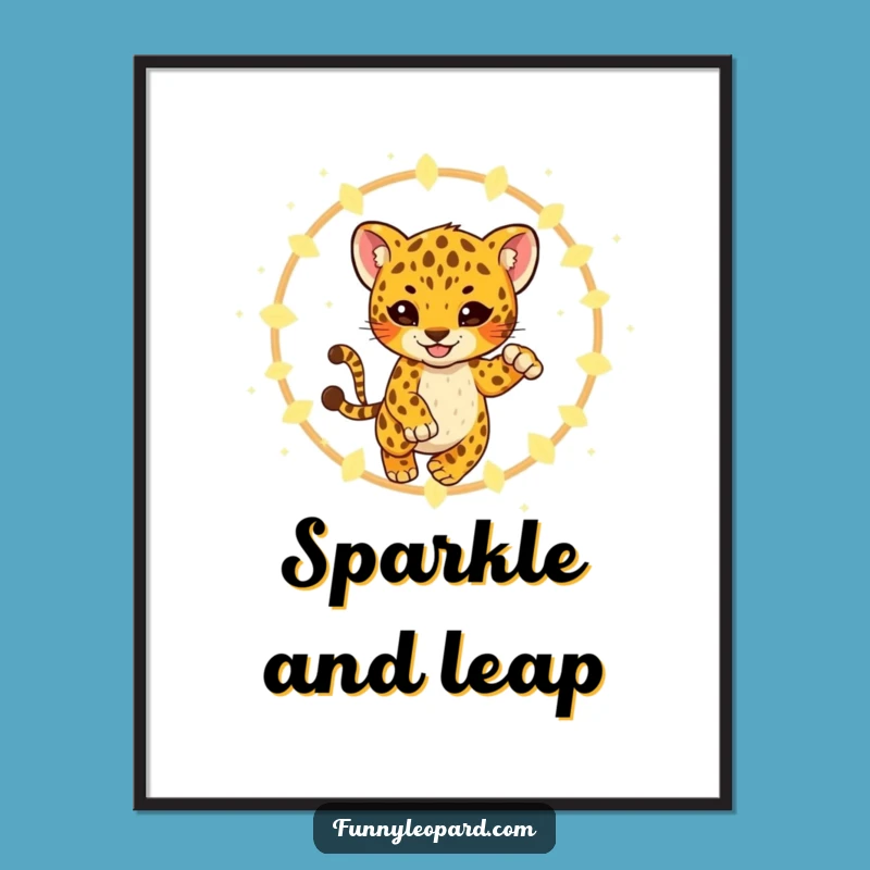 Funny Leopard Cub Fireflies Digital Art - Magical Decor & Gift!
