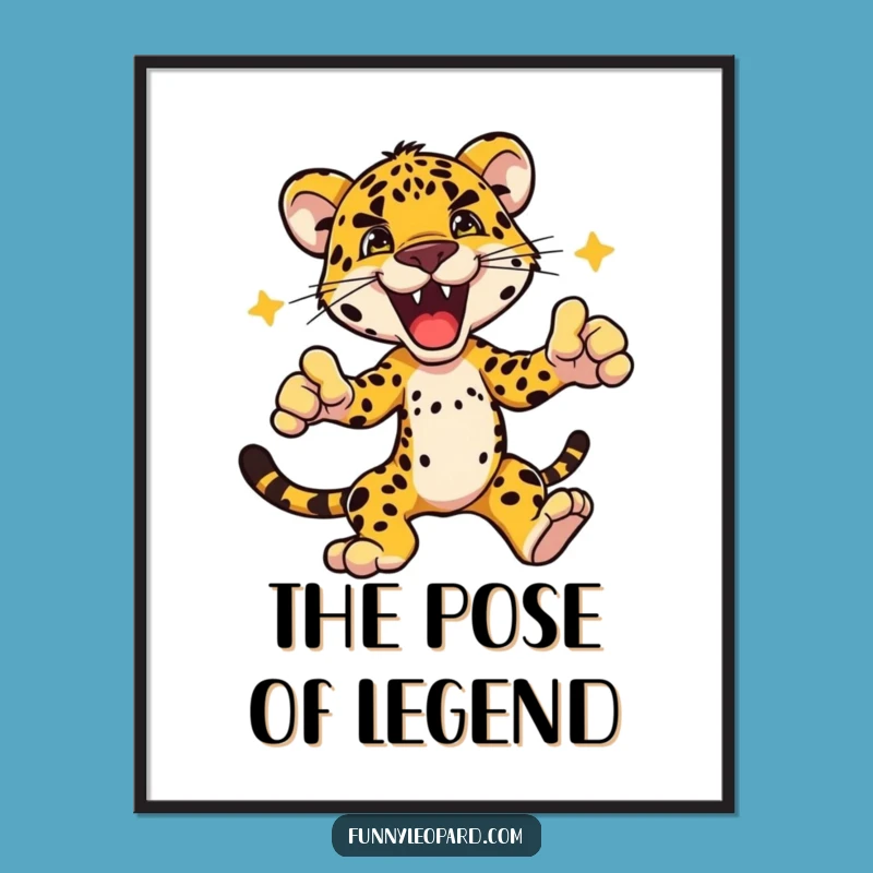 Funny Dynamic Leopard Pose Digital Print: Instant Bold Decor