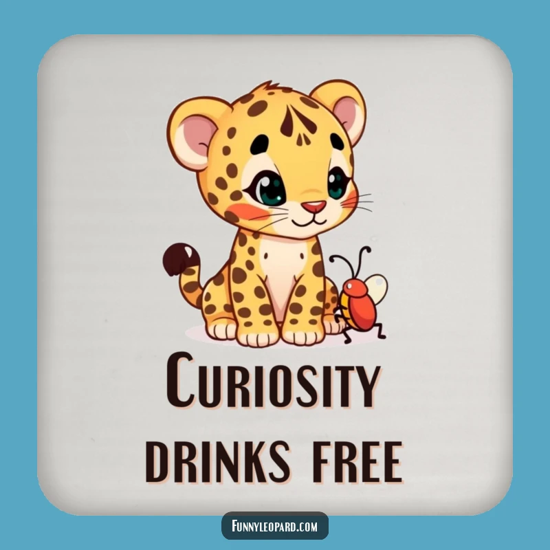 Funny Curious Leopard Cub Coaster: Protect & Ponder!
