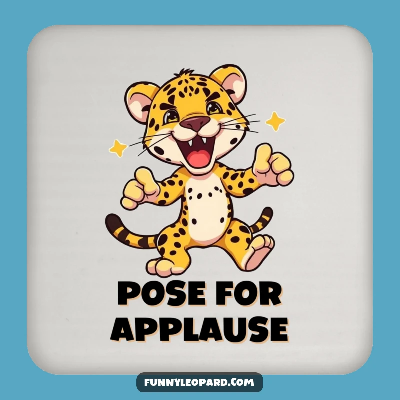 Funny Dynamic Leopard Pose Coasters: Protect with Power