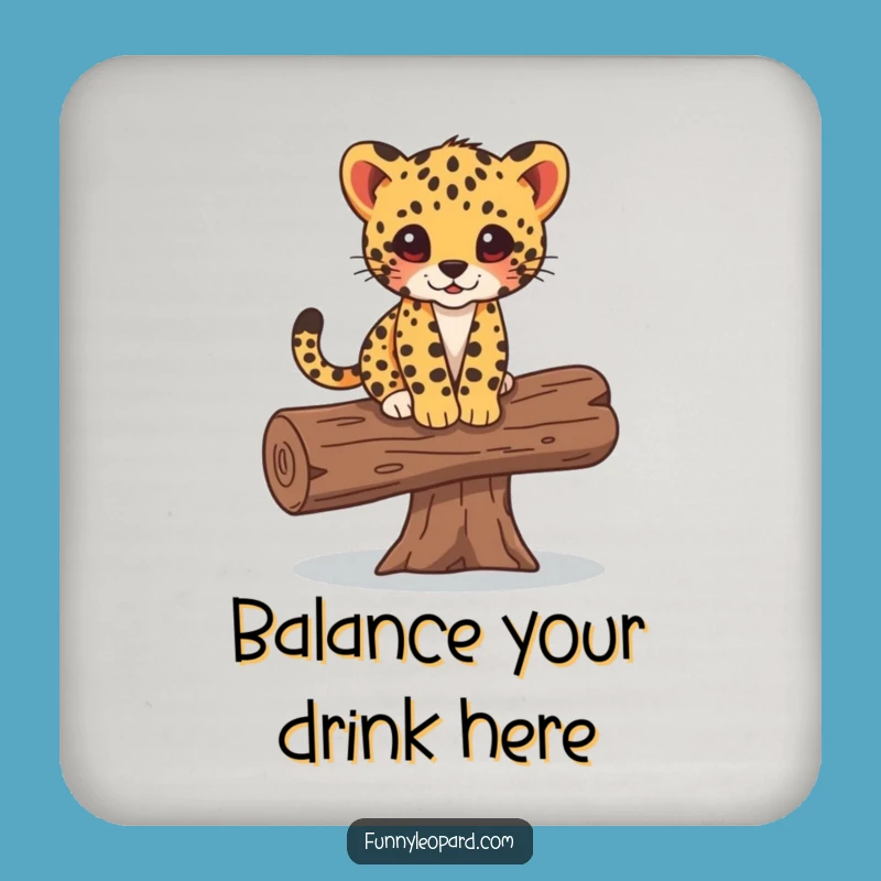 Funny Leopard Cub Balancing Log Coasters: Stable Surface Protection