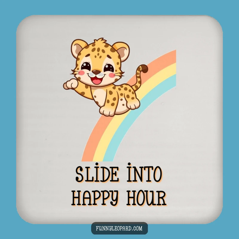 Funny Leopard Rainbow Coasters - Cheerful Protection & Gift!