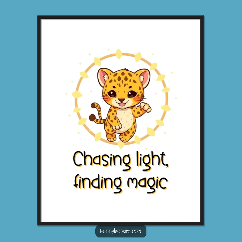 Free Printable Wall Art: Leopard Firefly Leap Funny Downloadable Art Gift