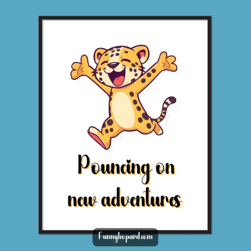Free Printable Wall Art: Leaping Leopard Funny Dynamic Downloadable Art