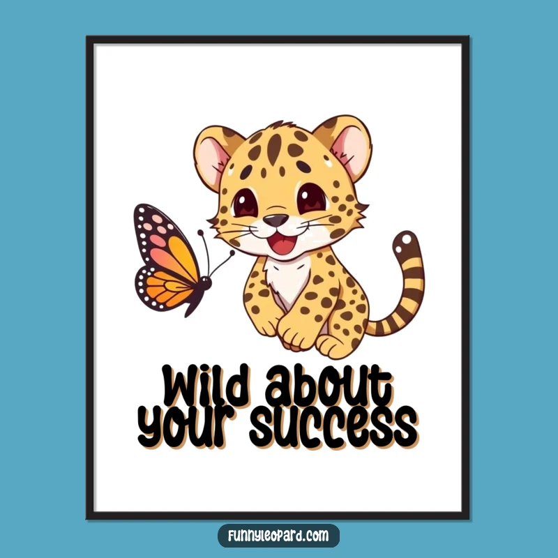 Free Printable Wall Art: Pouncing Leopard Cub Funny Downloadable Art for Kids