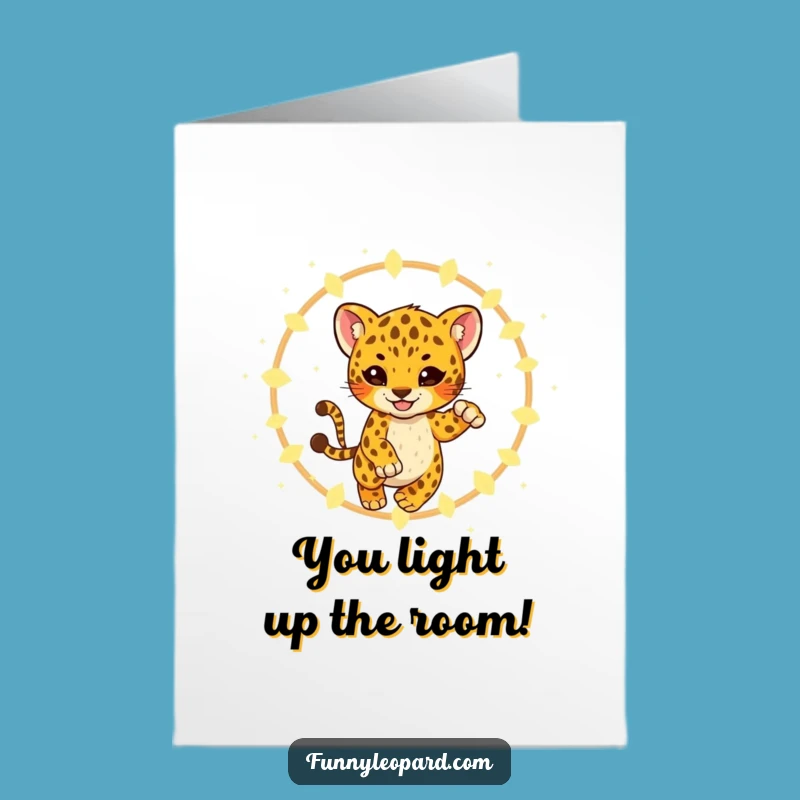 Free Printable Congrats Card: Leopard Firefly Leap Funny Downloadable Gift