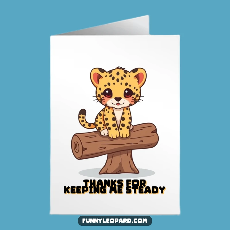 Free Printable Thank You Card: Leopard Cub Balancing Gratitude