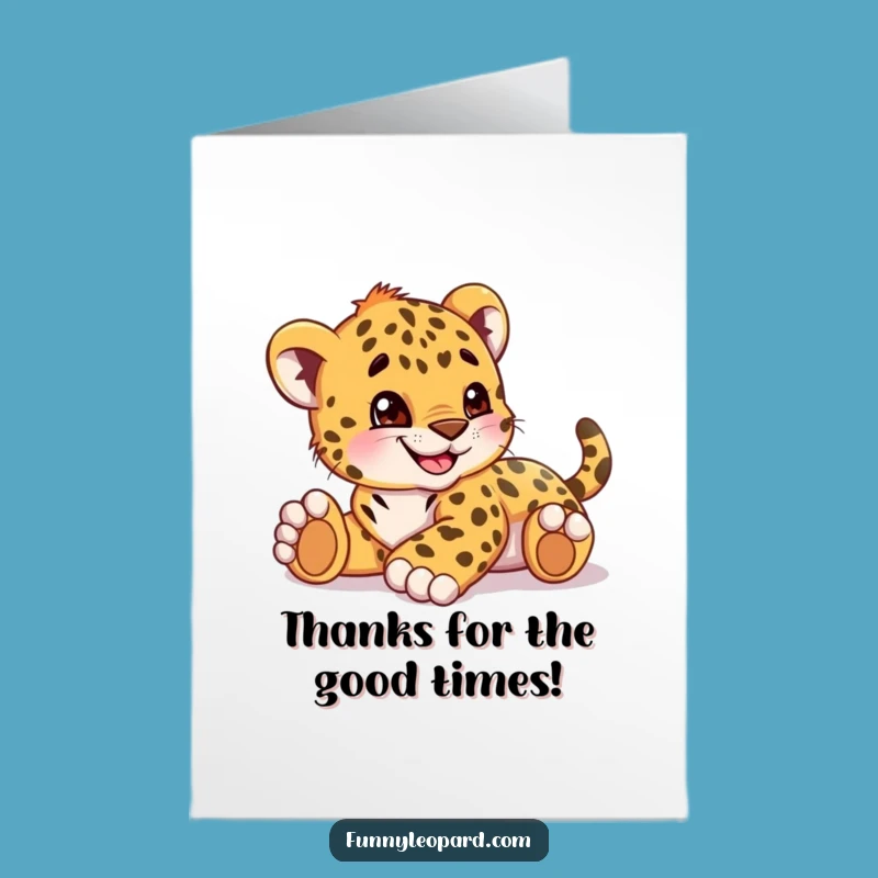 Free Printable Thank You Card: Rolling Leopard Cub Funny Downloadable Gift