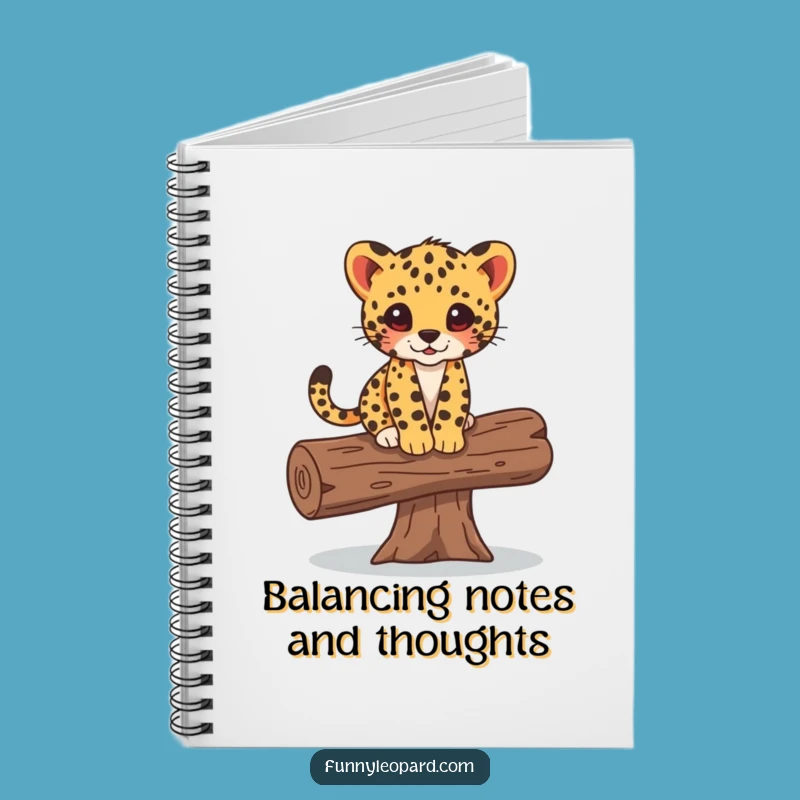 Funny Leopard Cub Balancing Log Notebook: Jot Down With Grace