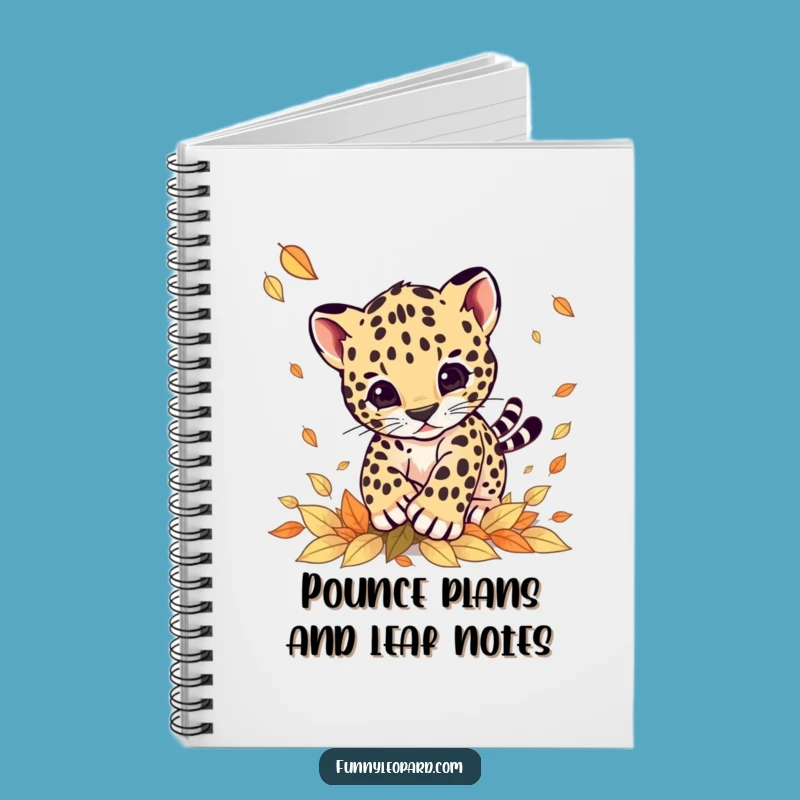 Funny Leopard Cub Pouncing Leaves Notebook: Jot Down Fun Ideas