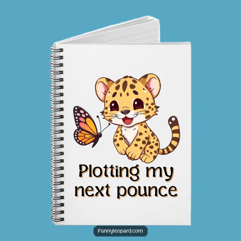 Funny Leopard Cub Pouncing Butterfly Notebook: Jot Down Fun!