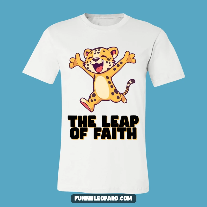 Funny Energetic Leopard Leap T-Shirt: Express Your Joy!