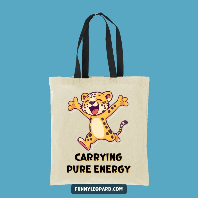 Funny Leopard Leap Tote Bag: Carry Your Energy!